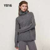 Elegant Solid Knitted Two Piece Set Women Turtleneck Batwing Long Sleeve Loose Sweater Full Length Casual Wide Leg