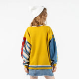 Cartoon Clown Embroidery Sweater Harajuku Retro Style Knitted Sweater Autumn And Winter Cotton Pullover