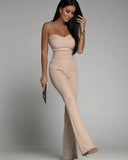 Fashion Tube Top Long Jumpsuit Women Elegant Temperament Tube Top Wide-leg Jumpsuit Women 319-1-Outfit