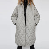 Grid Parkas Cotton Coat 2021 New Single-breasted Pocket Solid Loose Quilted Coats Vintage Pullover Winter Jacket