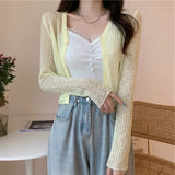 Knitted Cardigan Women Wear Air-Conditioned Sweaters In Summer 2023 New Style Design Minority Short Style Clothes-Outfit