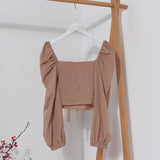 Bow Collar Long Sleeve Shirt Short Umbilly Pure Lust Wind Shoulder Coat