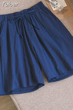 Women Cotton Linen Shorts Summer Solid All Match Loose Wide Leg Pants Korean Fashion Casual Female Y2K Shorts