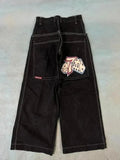 Men's Jeans Y2K Bag Vintage High-Quality Pattern Hip-Hop Street Leisure Men Harajuku Wide Legs-Outfit
