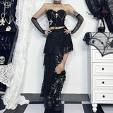 Summer 2024 Sexy Hot Girl Vest Dark Wind Gothic Cross Chain Breast Sling Girl-Outfit