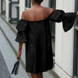 Celmia Cotton Sexy Off Shoulder Robes Solid Color Women Party Vestidos Pleats 2022 Summer Mini Dress Short Puff Sleeve