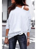 Yskkt Women's Pullover Sweatshirt Heart Printed Long Sleeve One Shoulder Tops Autumn Winter Sweat Shirts Woman Casual