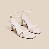 Temperament With A Word Of Sandals Women 2025 New Summer Solid Color Fine Heel With Skirt Black High
