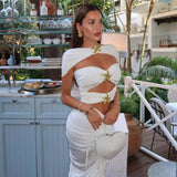 Pure White One-Piece Swimsuit Half-Dress Shawl Three-Piece Sexy Hollow Swimsuit 2025