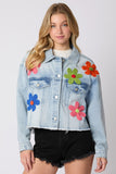 Spring Summer New Multi-Color Three-Dimensional Decorative Denim Jacket Jacket Long-Sleeved Top
