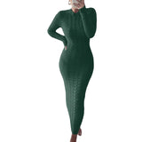 Autumer Winter Knit Sexy Skims Pullover Women Sweater Thick Long Dress Crew Neck Long Sleeve Top Elegant Chic Casual