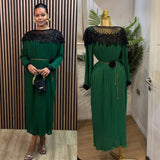 Retro Court Style Heavyweight Embroidered Long Hundred Folds Bubble Bubble Sleeve Dress Female 100