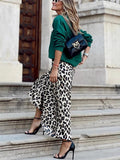 Women's Dress Skirt Leopard Print Top Embroidered Two-Piece