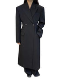 Tunic Minimalist Trench For Women Lapel Long Sleeve Patchwork Double Breasted Casual Slim Windbreaker Female Autumn