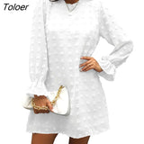 Loose O-neck Dot A-line Dress Women Long Sleeve Elegant Boho Mini Dress 2022 Spring Summer Woman Fashion Beach