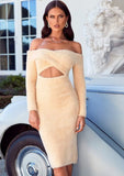 Nude Off Shoulder Knitting Midi