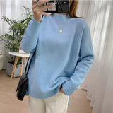 Women Mock Neck Pullovers Sweater High Quality Loose Long sleeve Jumper Split For Women Fall Winter Warm Knitted