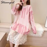 Sweater Oversize Pullover Women Striped Print Female Winter Warm Knitted Tops Women's Oversized Sweater For Women