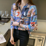 printing ladies shirts Women's chiffon Blouses Spring Autumn Long Sleeve Shirts Tops Blusas