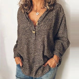 Blouse Leopard Print Autumn Oversized Long Batwing Sleeve Loose Chiffon Shirt Female Leopard Chemise Women Blouses