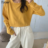 Colors Loose Long Sleeve T-shirts Women Spring Daily Student All-match Casual Streetwear Short Style Tops Basic