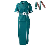 Women's 2025 New Fashion Short-Sleeved Suit Collar High-Waisted OL