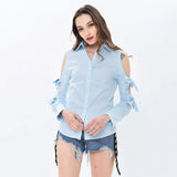 Hollow Out Bowknot Women's Shirt Sexy Off Shoulder Solid Blouse Female Tops Casual Clothes 2020 Fashion