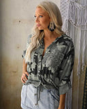 Camou Print Blouse with Sequins