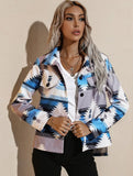 Fashion Print Turndown Collar Long Sleeve