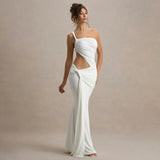 Summer Sexy Shoulder-To-Shoulder-Back Tective Dress Stylish Solid-Colored Strap-Nrinking Folding