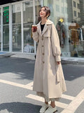 Coats Woman Winter 2022 Jackets Solid Color Lapel Single Breasted Belt Long Windbreaker Trench Coat for Women Clothes
