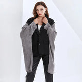 Patchwork Bat Sleeve For Female Coat Lapel Collar Long Sleeve Loose Women's Casual Coat 2020 Fashion