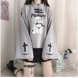 Hoodies Women Harajuku Half High Collar Long Sleeve Tops 2023 Ropa Mujer Fashion Cartoon Anime Print Sweatshirts 27i669-Outfit