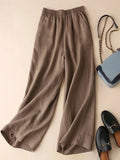Summer Cotton Linen Women's Wide Leg Pants High Waist Solid Woman Capris Pants Saggy Casual Loose Oversize Flared