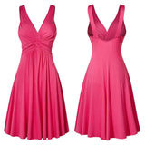 Suspension V-Neck Commuting Mid-Rise Mid-Rise Dress Solid-Colored