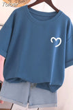 100 Cotton L-5XL Plus Size T Shirt Love Print Tshirt Short Sleeve Women's Tops Summer Kawaii Couple O Neck T