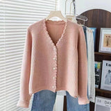 Sweater Women's Cardigan Loose Short Style Fragrant Style Purple Sweater Coat Popular This Year 2024 New Blouse-Outfit