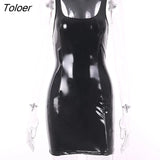 Women Sexy For Club For Party Bodycon Streetwear Pu Leather Black Mini Dress 2023 Summer Autumn Items Wholesale For