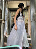 Thin Woman Dress 2024 Vestidos De Mujer Fashion White Sling Robe Femme See Throught Fashion Korean A-line Sexy Dresses-Outfit
