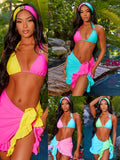Solid Color Splicing Three-Point Bikini Short Skirt Three-Piece Split Swimsuit Women 2025
