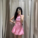 Sleeveless Dress Floral Bud Dress With Thin Short Skirt Summer