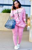 Print Slash Shoulder Shirt and Pants Casual 2 Piece