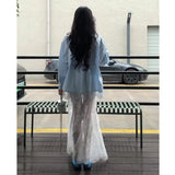 Sister Pure Style Wearing White Lace Half-Dress Woman Spring New Design Sense A Word-Brace Hip Long
