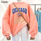 Streetwear Sweet Girl Dark Gray Sweatshirt Letter Printed O-neck Oversized Casual Tops Korean Fashion Clothes for