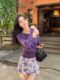 Xixi 2025 Spring New Ins Temperament Shoulder Wool Bottom Shirt Long-Sleeved Knitwear Women's Top