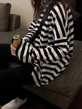 Autumn Women Harajuku Striped Tshirt Long Sleeve O-Neck T-Shirts Ulzzang Korean Casual T Shirt Femme Black Tops-Outfit