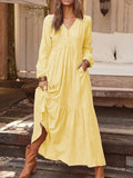 Button Cotton Linen Urban Leisure Retro Casual Long-sleeved Large Swing