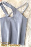 Tank Camis Slim Halter Top Cropped Woman Sexy Off Shoulder Y2k Top Female Basic White Crop Top Solid Tees Summer