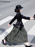 Women Skirts High Waist Loose Floral Jupe Korean Chic Elegant Long Skirt 2023 Faldas Mujer De Mujer Women's
