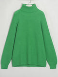 Wixra Women Basic Turtleneck Sweater Warm Thick Loose Pullovers Bright Color Jumper Hot Casual Tops 2021 Autumn
